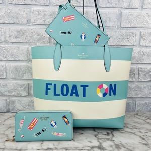 Kate Spade Pool Float Reversible Tote & Large Continental Wallet